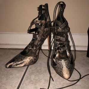 Snakeskin Strappy Heels